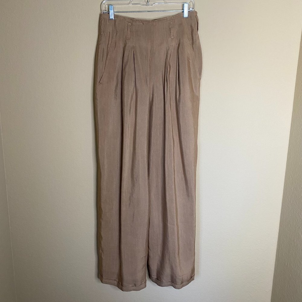vintage dorothee bis pleated wide leg cuffed pants